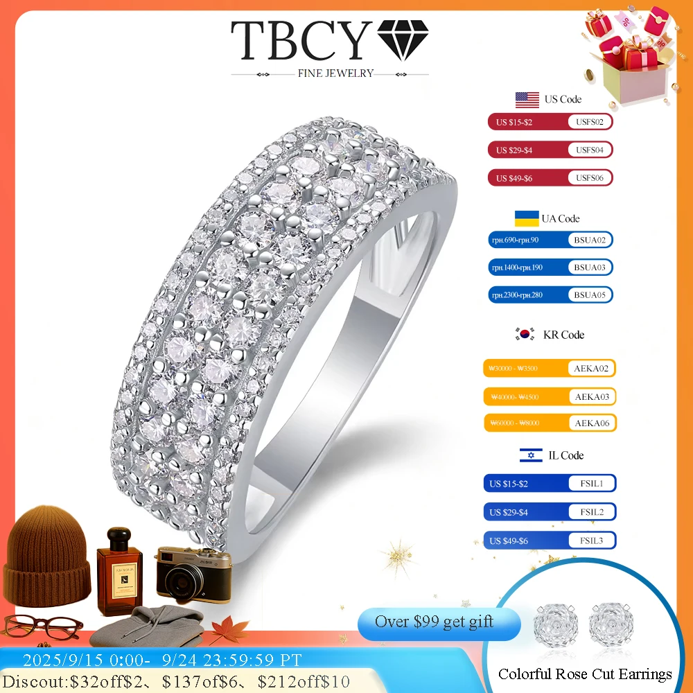 

TBCYD 1.07cttw D Color Moissanite Rings For Women S925 Silver Diamond Half Eternity Band Luxury Fine Jewelry Anniversary Gifts