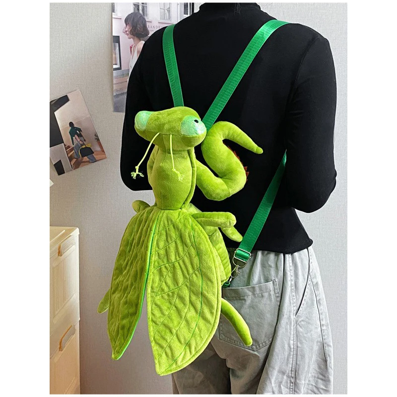 Simulation Mantis Plush Backpack Cute Animal Shaped Bag Daypack Personalized Gift Schoolbag Novelty Shoulder Bag Student Bag