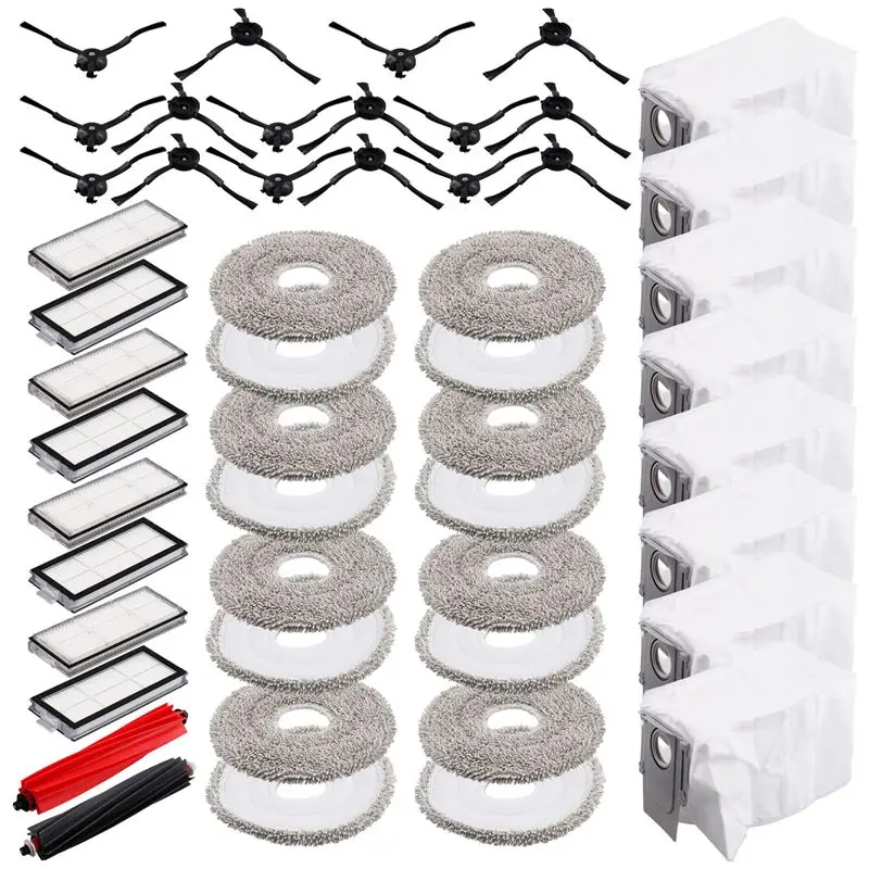

ABBZ-For Roborock V20 / P10S Pro Main Side Brush Mop Cloth Hepa Filter Dust Bag Accessories Parts
