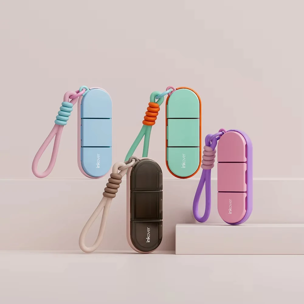 Portable Lanyard-Style 3-Compartment Pill Case with Silicone Seals for Water and Moisture Resistance; Individual Compartments