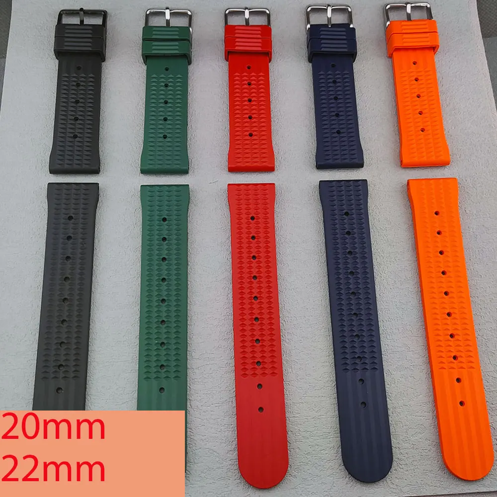حزام ساعة مطاطي للرجال ، اكسسوارات ساعات ، ماركة فاخرة ، مطابقة ، أسود ، برتقالي ، جودة عالية ، 20 مللي متر ، 22 مللي متر