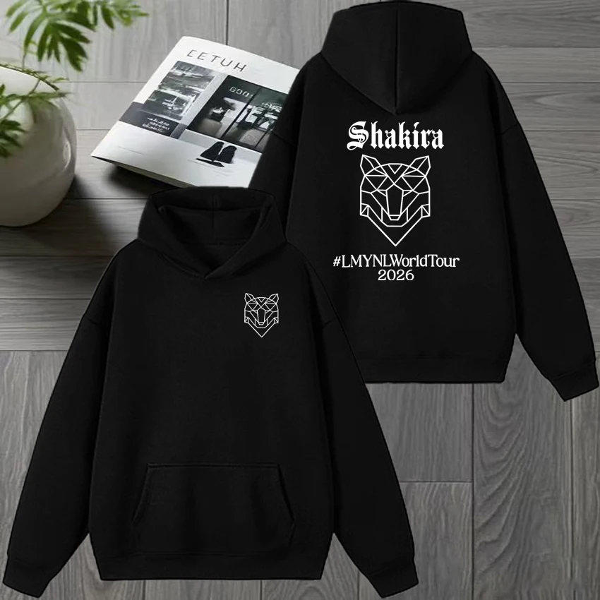 Singer Shakira World Tour 2026 Double Sided Print Hoodie, Unisex Oversized Loose Fleece Pullover Sweatshirt for Men Women