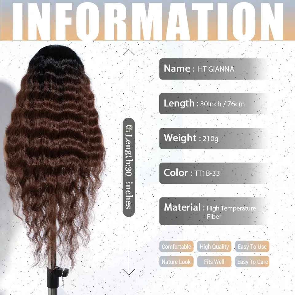 Synthetic Lace Front Wig 30 Inch Long Wave Wigs For Women Deep Curly Wigs Ombre Blonde Brown Wig Or Daily Cosplay Party Wigs