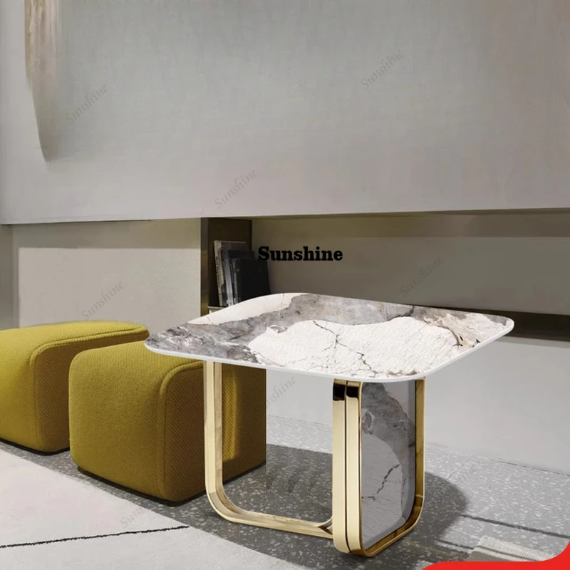 

Italian light luxury high and low rock slab coffee table TV cabinet combination modern simple living room small apartment, sofa