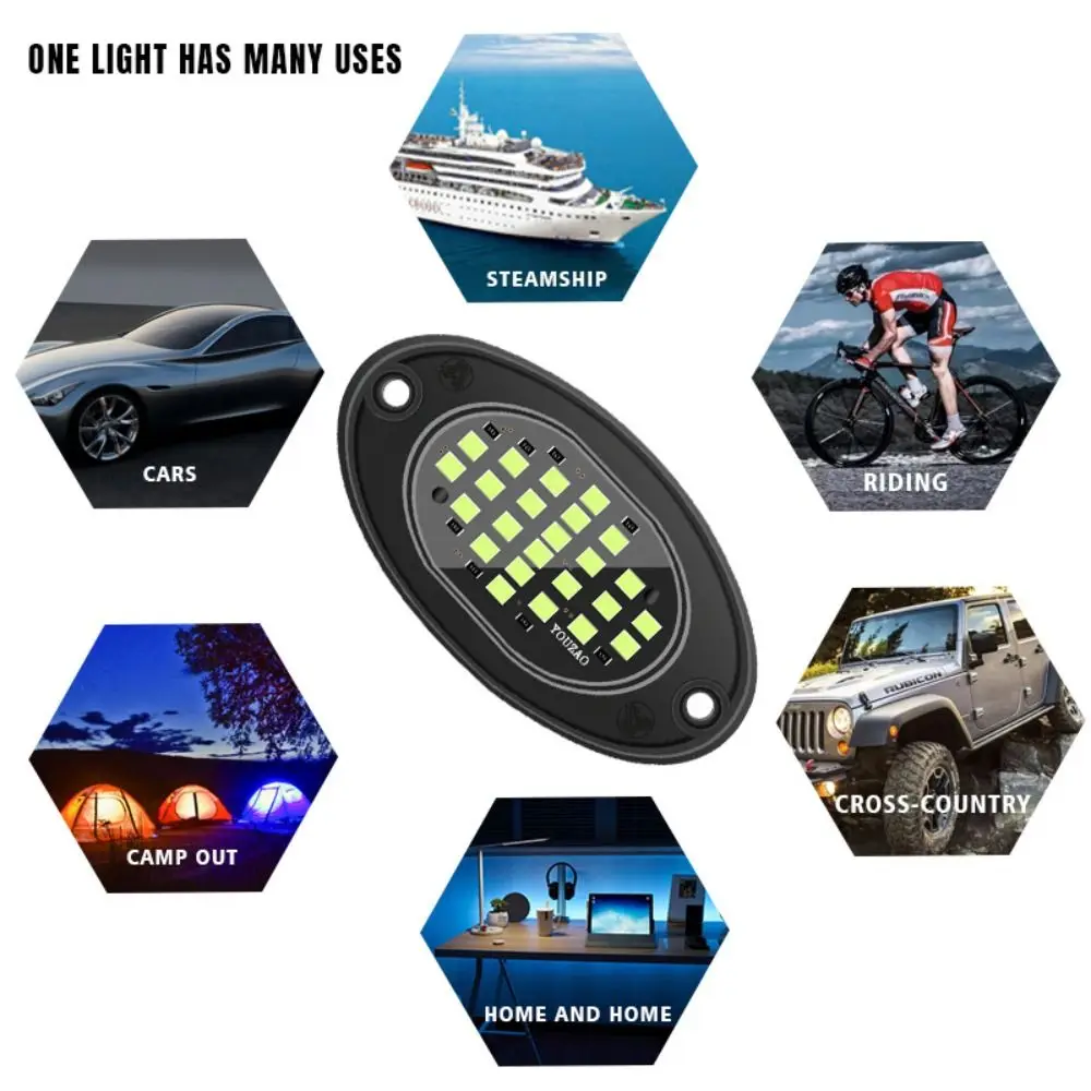 Luz LED para chasis de vehículos todo terreno, luz para debajo de la carrocería del coche, luz de atmósfera para Jeep, 24LED