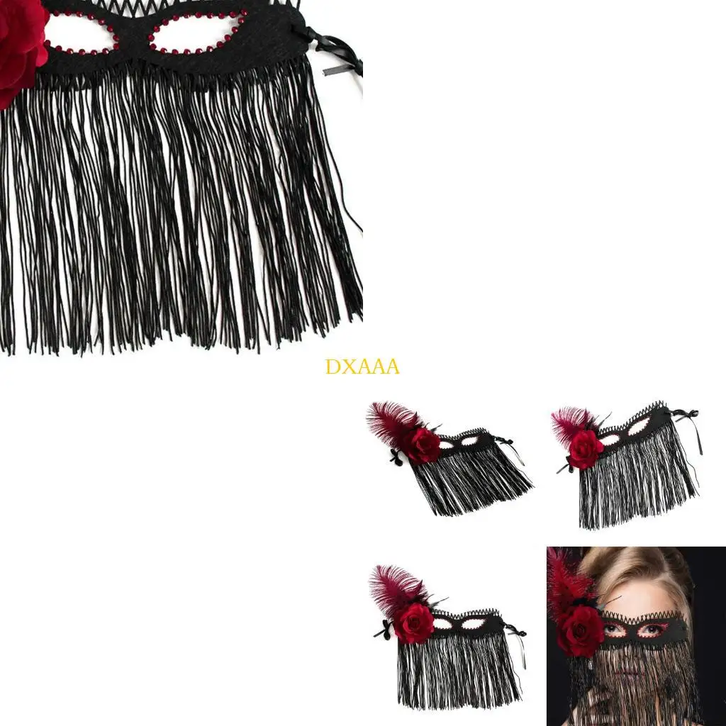 

DXAA Party Mask Flower Tassels Veil Mask Mardi Gras Mask Masquerades Mask,Venetians Mask Halloween Carnivals Party Supplies