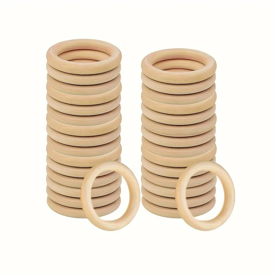 

20pcs of 3Cm Natural Wooden Rings, Suitable for Additions, Clasps, Curtain Rings, And Other Decorative Items
