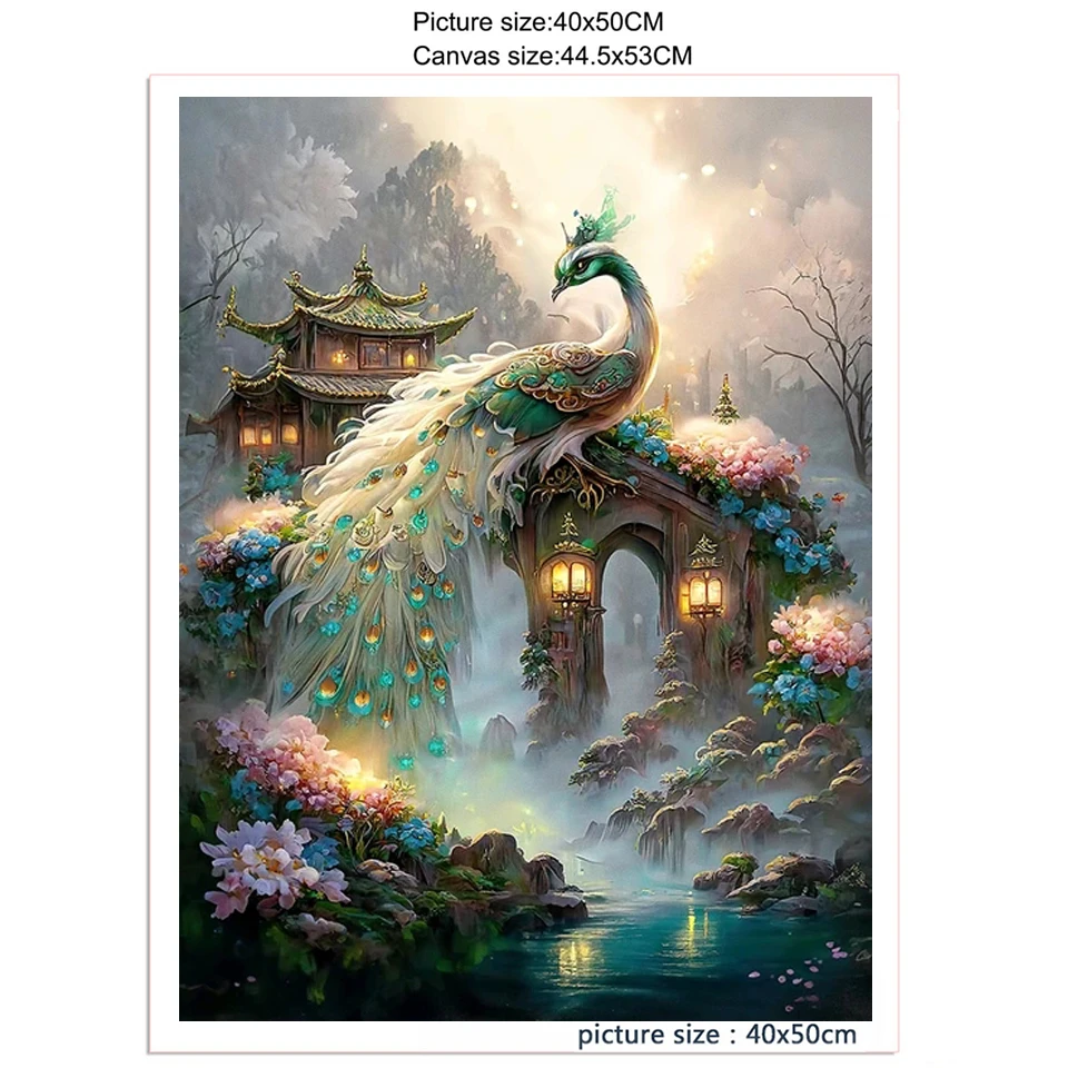 Full Drill Animals Beautiful Peacocks Bridge 5d Diy Diamond Painting Jewelry Mosaic Cross Stitch Embroidery New Arrival W550