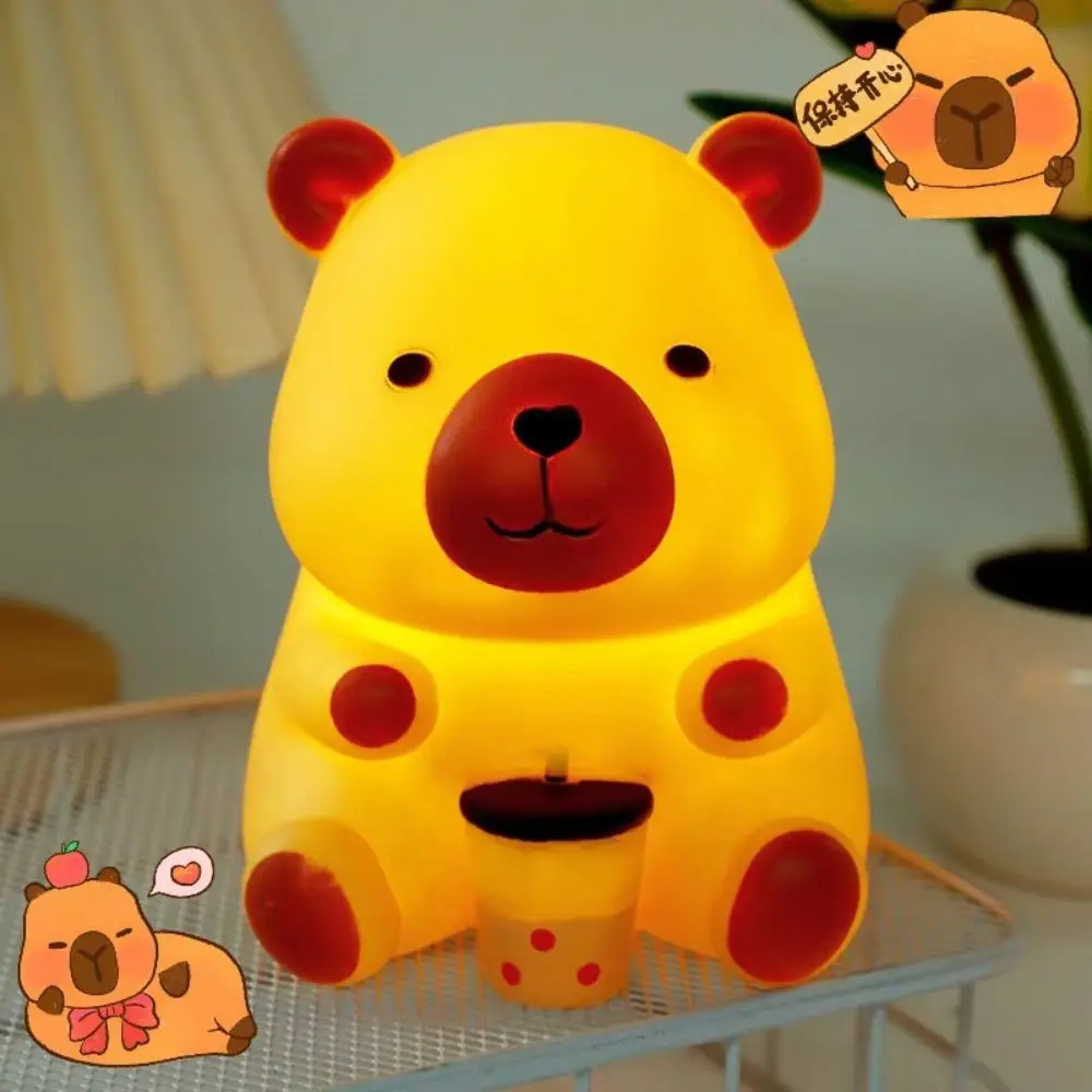 USB Rechargeable Capybara Night Light Eye Protection Soft Light Guinea Pig Night Light LED Capybara Shape Capybara Silicone Lamp