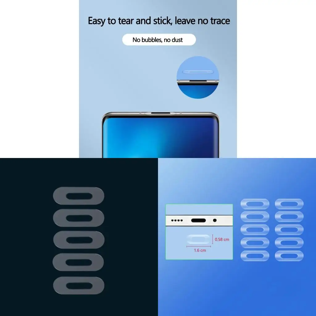 Cell Phones Charging Port Clear Invisible Protector 10 Pcs Non Scratch