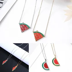 New Fashionable Vacuum Electroplated Arabic Text Watermelon Pendant Necklace For Men And Women Ethnic Style Jewelry Accessories