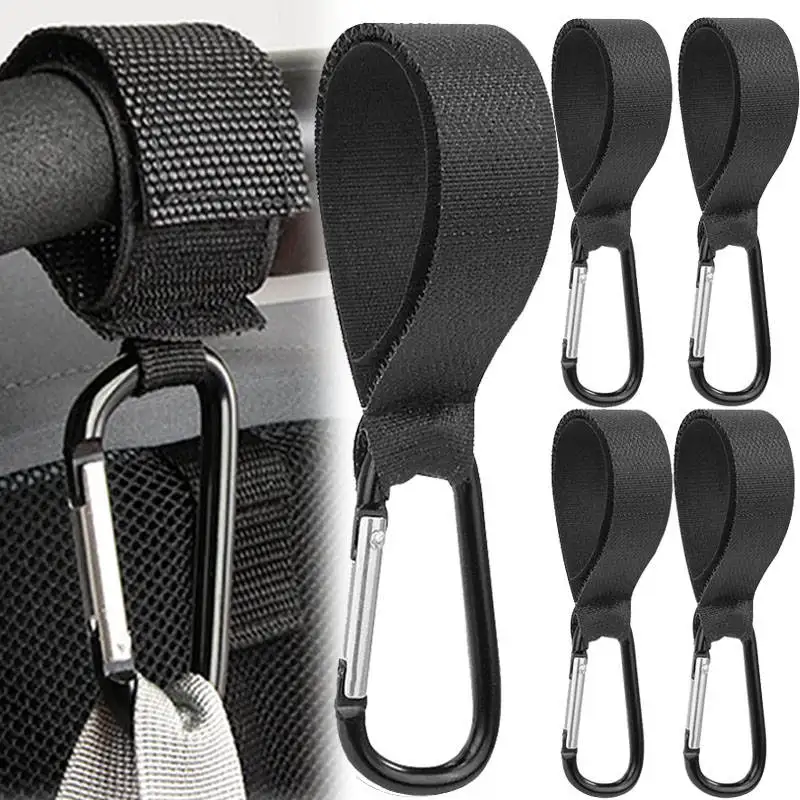 1-6PCS Baby Stroller Hook Clip Aluminum Alloy Carabiner Cart Organizer Diaper Bag Shopping Pram Hook Hanger Accessories