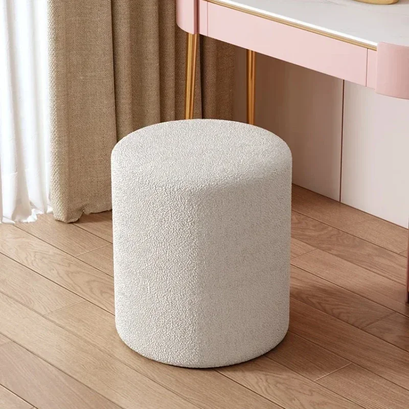 Modern Round Vanity Chair with Soft Upholstered Seat Footrest Foot Stool Multifunctional Makeup Stool for Living Room