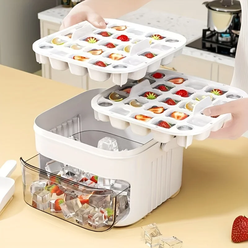 Compact 25/50 Grid ICES Maker Machine for Home Refrigerator Drawer, Easy Release ICES Cube Mold for Kitchen, Party Home Use