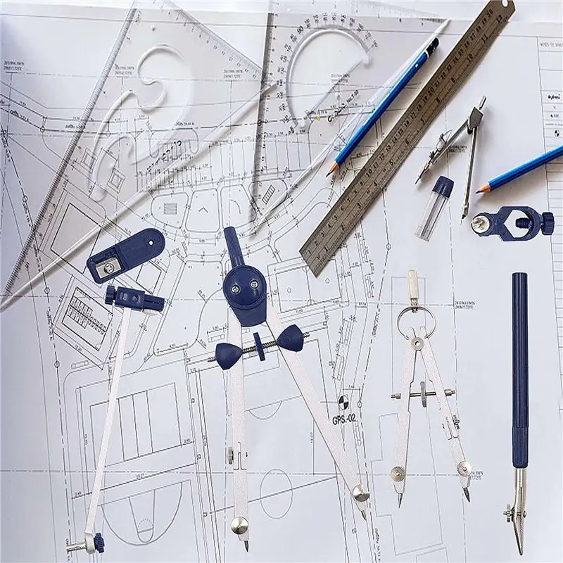 ABRI-18Pc Drafting Compass For Geometry Set Tool Compass Drawing Tool For Geometry For Drafting, Math, Drawing, Engineer Tool