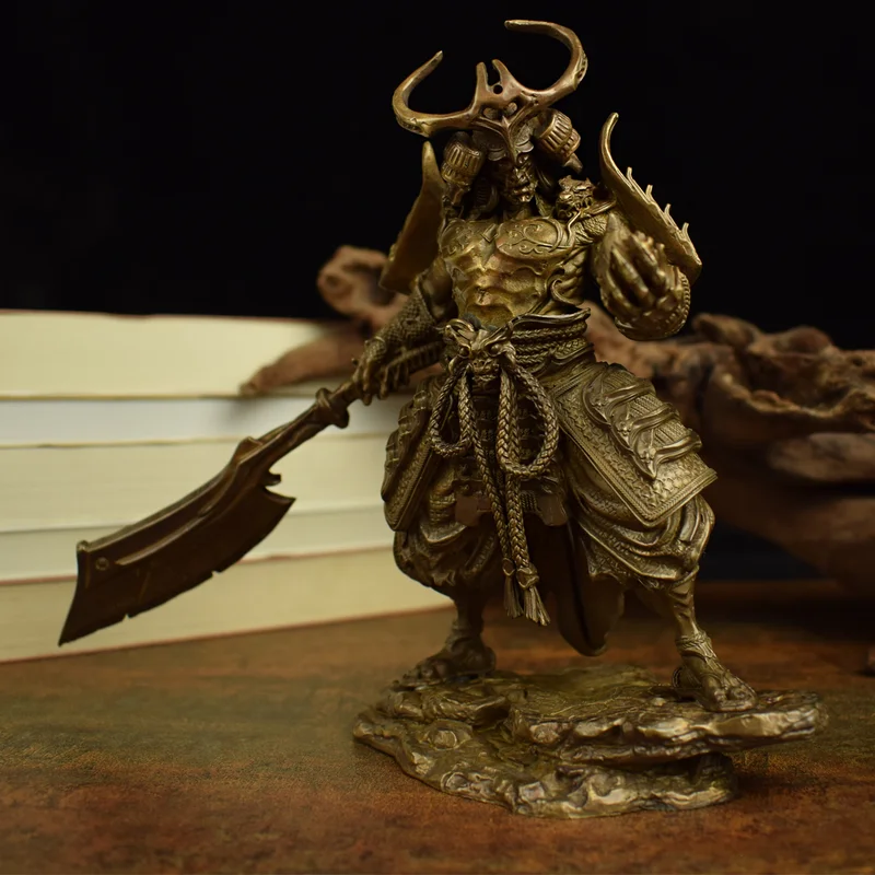 Solid Brass Gaming Figure Demon Samurai Desktop Ornament Office Collectible Craft