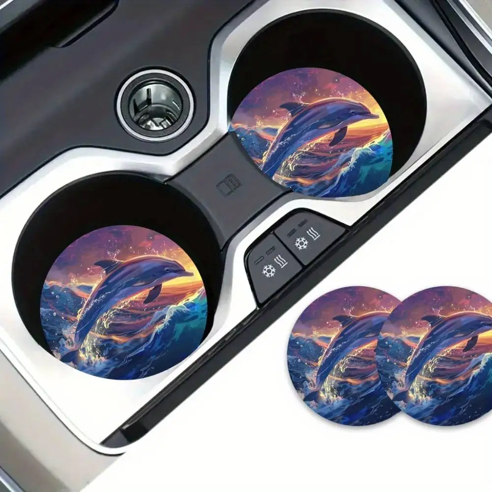 Dolphin Silhouette EVA Car Coasters Eye-catching Decor Gift For Dad