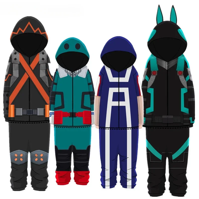 

Adult Kids My Hero Academia Cosplay Bodysuit Hoodies Deku Pajamas Anime Costumes Bakugou Katsuki Todoroki Shoto Sweater Jumpsuit