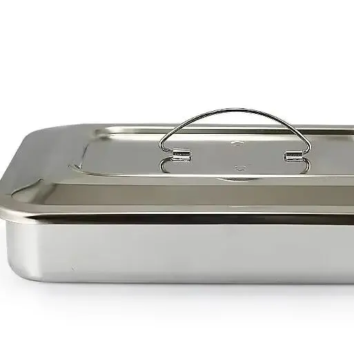 

1 шт. Утолщенный квадратный лоток-контейнер из нержавеющей стали с крышкой для дезинфекции стоматологических и хирургических инструментов