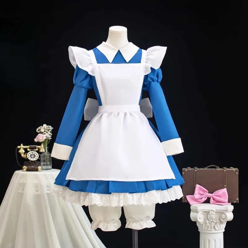 

Костюм для косплея Киномото Сакура, аниме-униформа горничной, платье с фартуком для женщин, наряд на Хэллоуин, кавайное кружевное платье в стиле Лолита