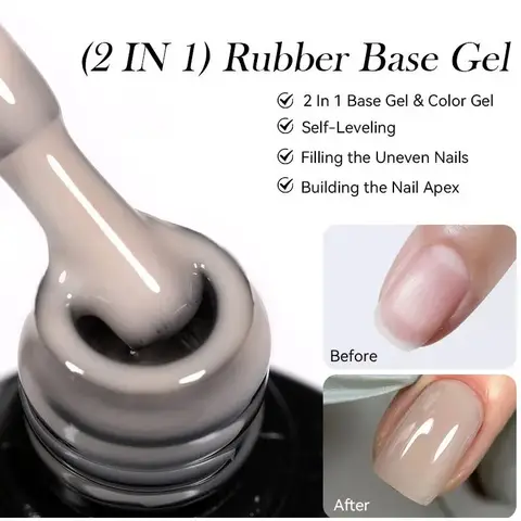 7ml Nude Pink Rubber Base Gel Nail Polish Foil Effect Semi Permanent Uv Gel Soak Off Self Leveling Gel Varnish Nail Art Base Gel