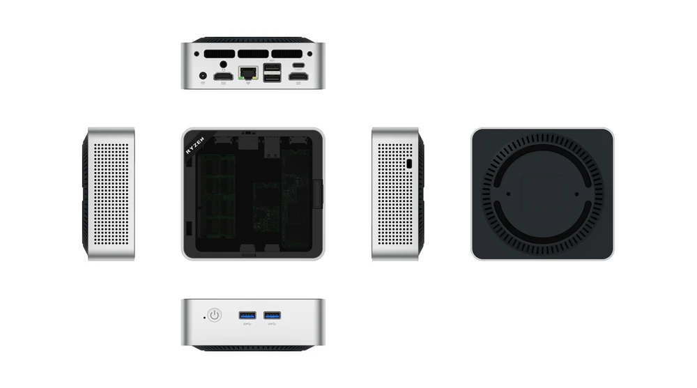 AMD Ryzen 4300U رباعي النواة Pokect Mini PC Dual HDMI 1x2.5G LAN RJ45 Palm كمبيوتر منزلي مزدوج DDR4 RAM NVMe Windwos 11 WiFi6 Bt5.3 #2