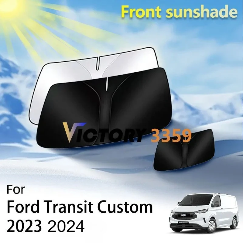 Parasol de ventana delantera para Ford Transit Custom Tourneo personalizado VW Transporter Caravelle T7 2023 2024, parasoles de aislamiento térmico UV