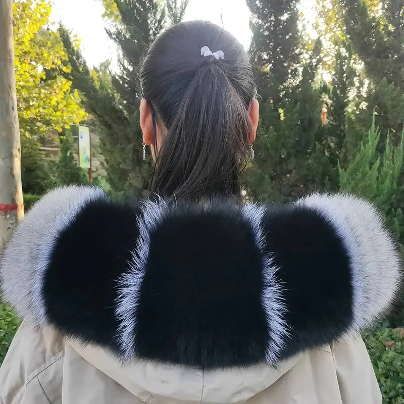 Super Large 100% vera pelliccia di volpe collo cappuccio Decor collo di pelliccia per piumino donna inverno caldo sciarpa di pelliccia scialle di