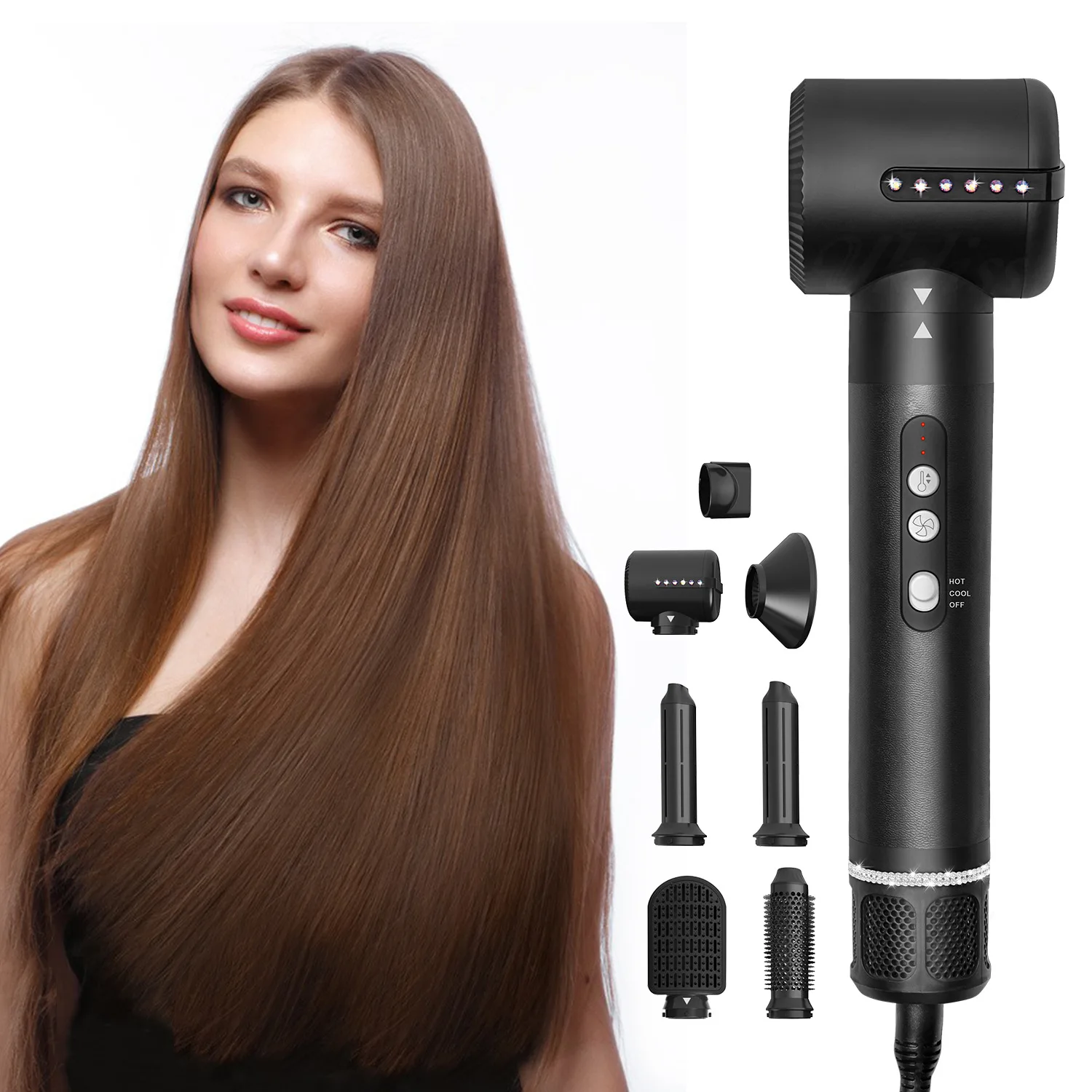 Hair Dryer Brushless 7 In 1 Hot Air Brush Professional Salons High Speed Hair Dryers Ionic Curling Iron Automatic Hair Curler