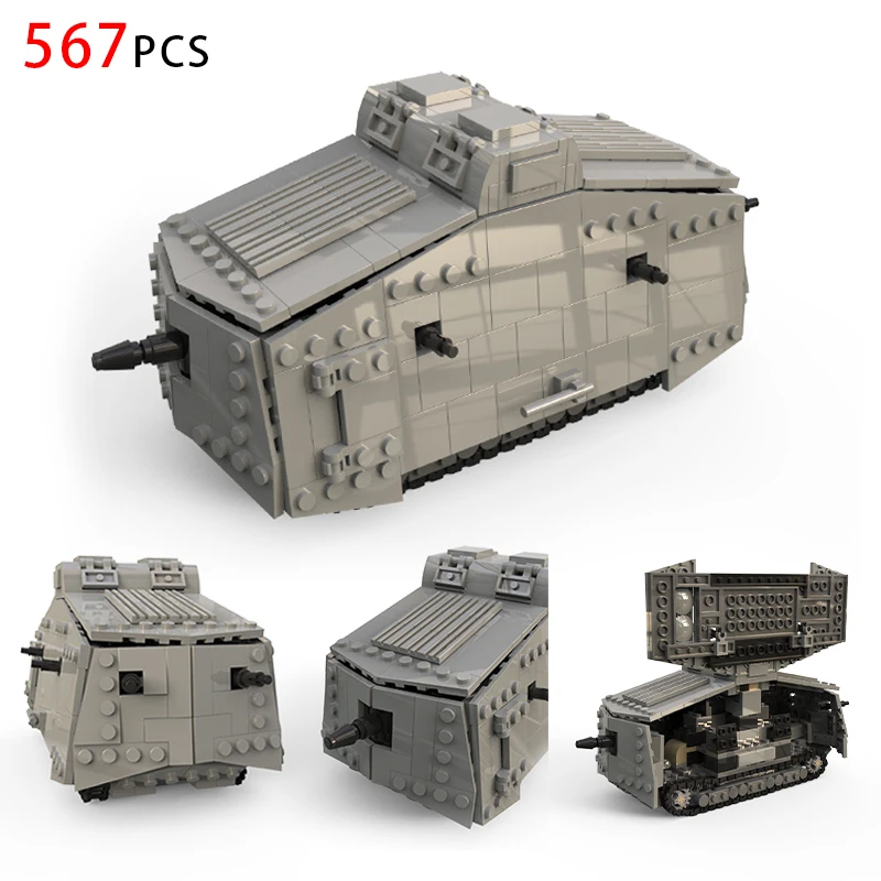 

War Germany Military A7V Combat Tank Building Blocks Set War MK IV Battle Tanks Soldier Vehicle Bricks Army Kids Toy Gifts