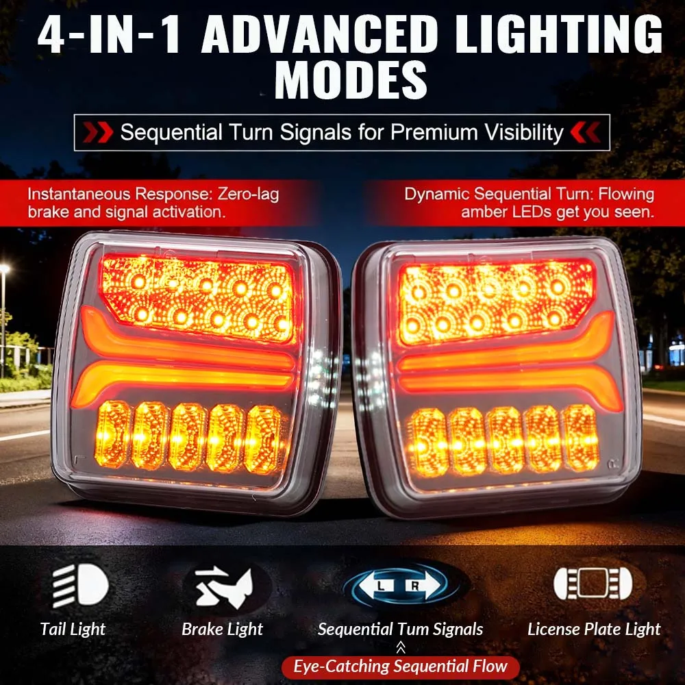 

﻿ 12V/24V Wireless Magnetic LED Taillight Trailer Tail Light IP65 Waterproof Dustproof Fast Charging Brake Reverse Multifunction