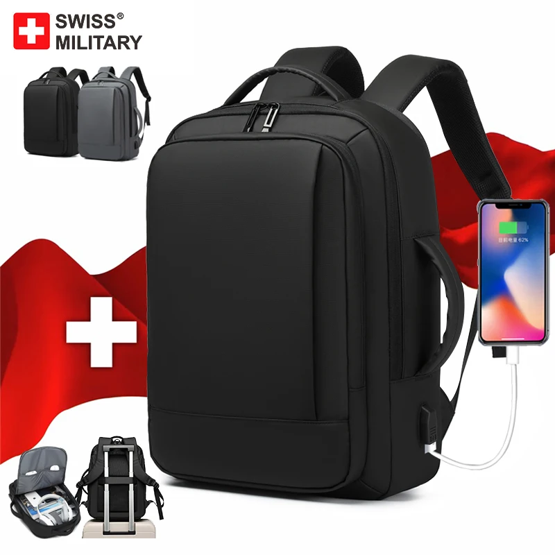 

SWISS MILITARY Multifunction Large Capacity Male Bag New Travel Usb Charging Waterproof 15.6 inch Laptop Backpack Men Mochila