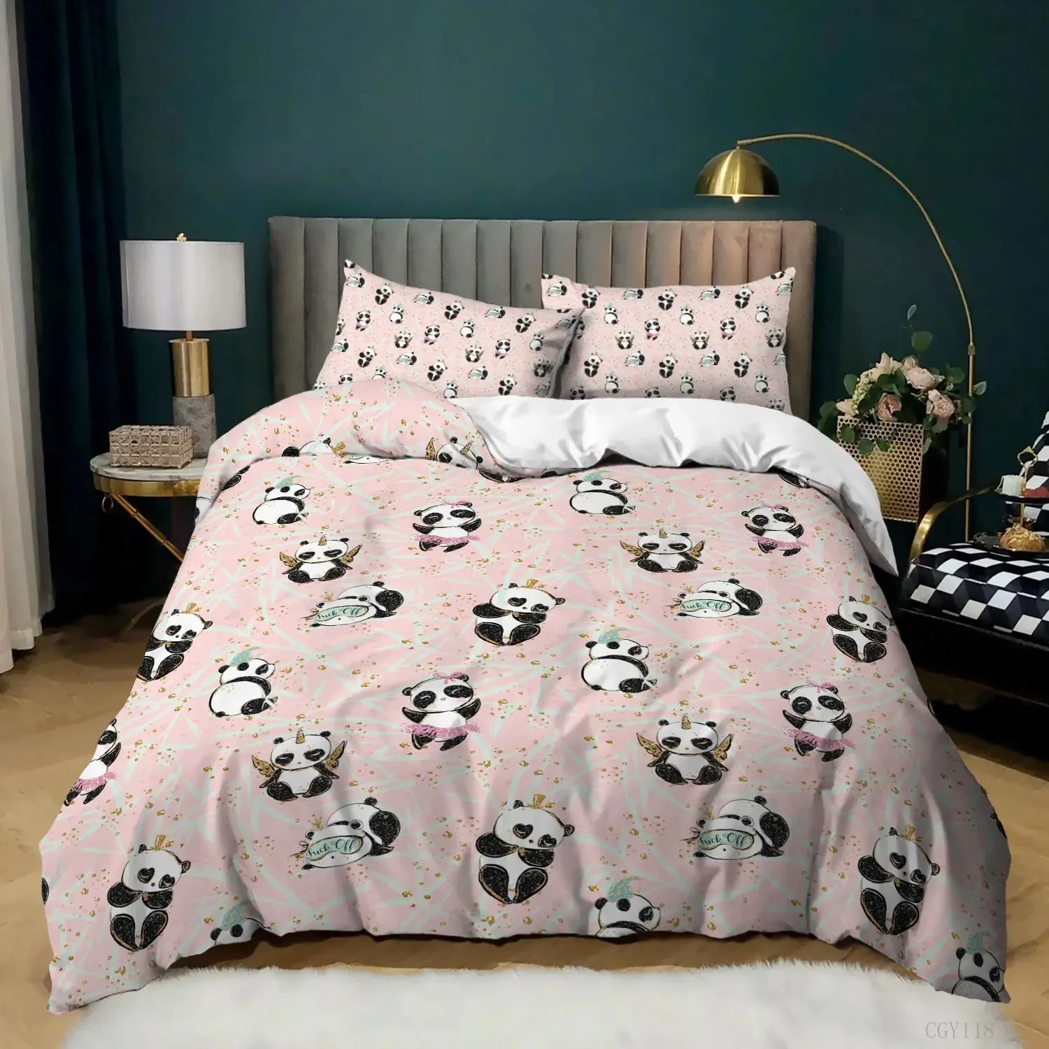 Zwart En Wit Dekbedovertrek, Panda Decor Bedrukt Beddengoed Set Voor Kinderen Jongens Meisjes, Dekbedovertrek Met Kussenslopen Queen Size