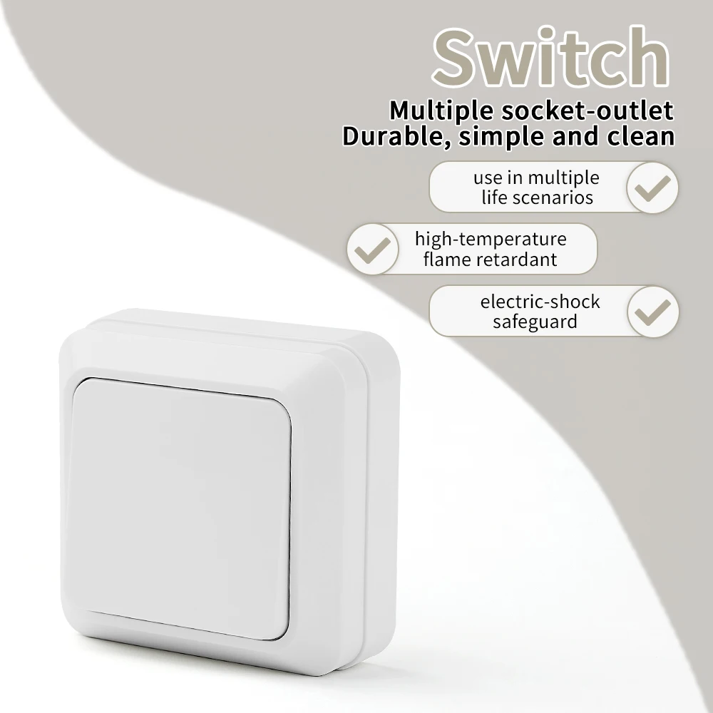 White Button Light Switch Wall Mounted