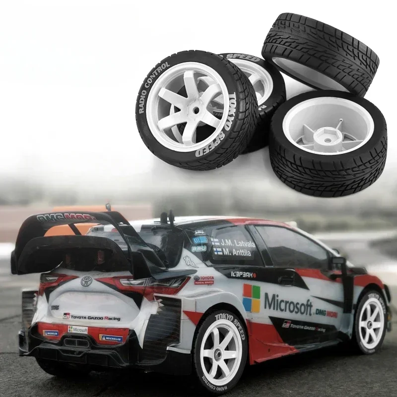 RS RC 1/10 RC Rally Racing Wheels Tires On Road Car Rubber Tyres 12mm Hex for HPI KYOSHO Tamiya XV02 XV01 TA06 TT01 TT02 PTG2