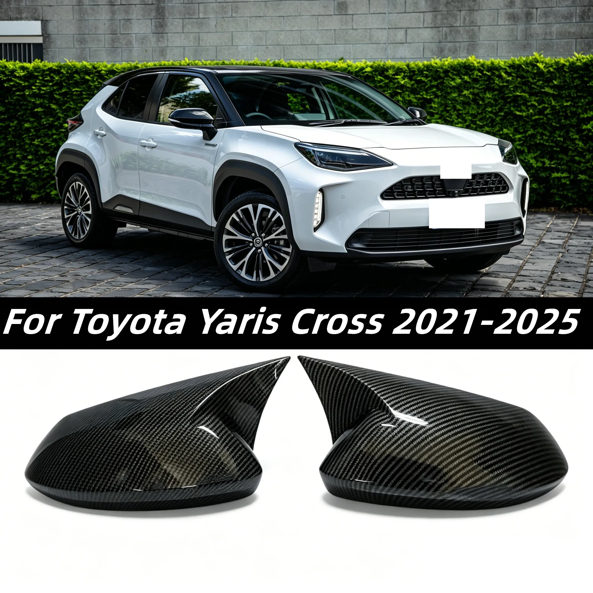 Rearview Mirror Cover Side Reversing Mirror Fits For Toyota Yaris Cross 2021-2025 Ox Horn Rear View Mirror Cover Trim