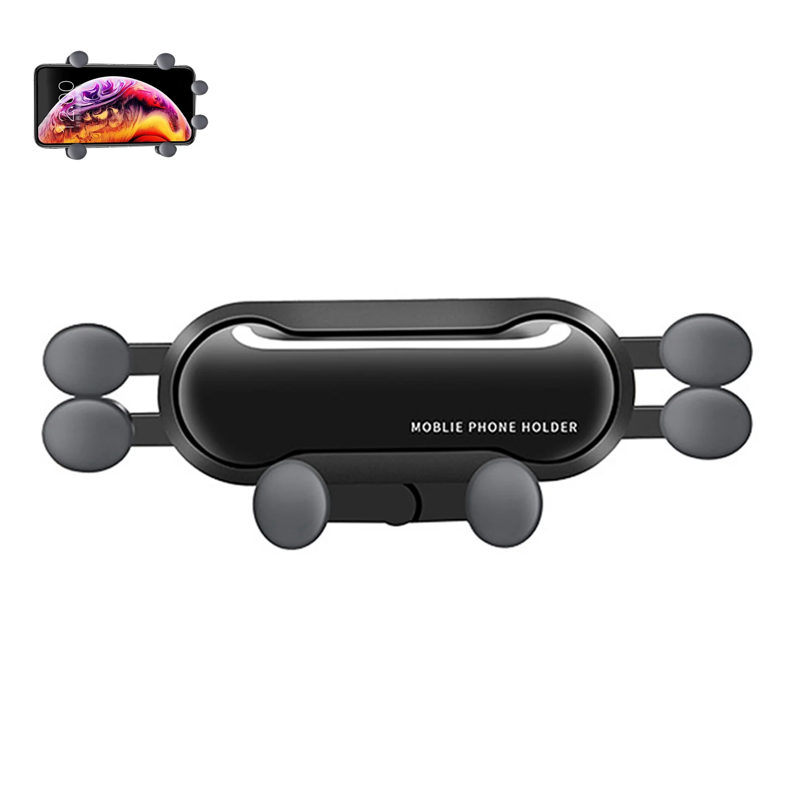 

Car Air Vent Phone Holder Black Telescopic 360 Degree Rotatable Mount for Smartphone Navigation Hands-Free Driving