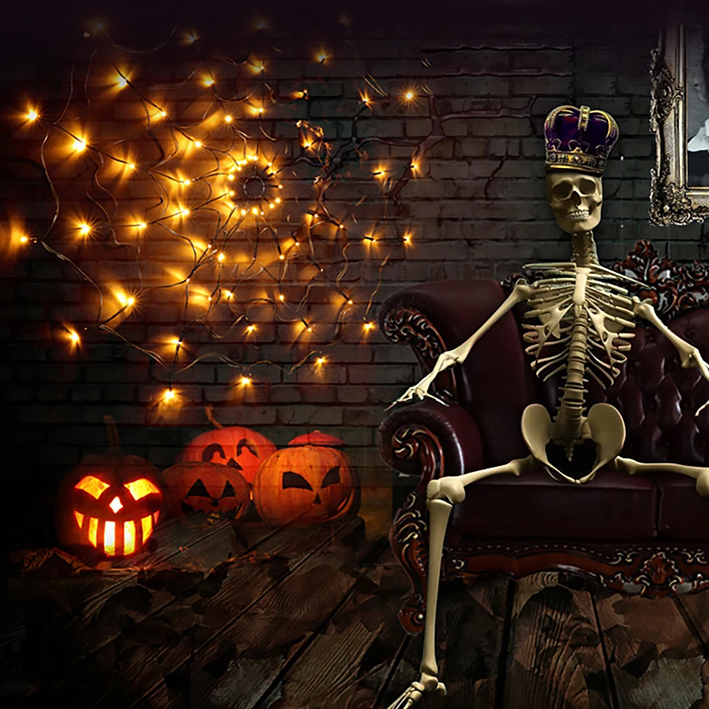 أضواء خارجية لتزيين شبكة العنكبوت للهالوين 70 مصباح LED مع إضاءة عملاقة عنكبوتية قطيفة للديكور الداخلي والخارجي #1