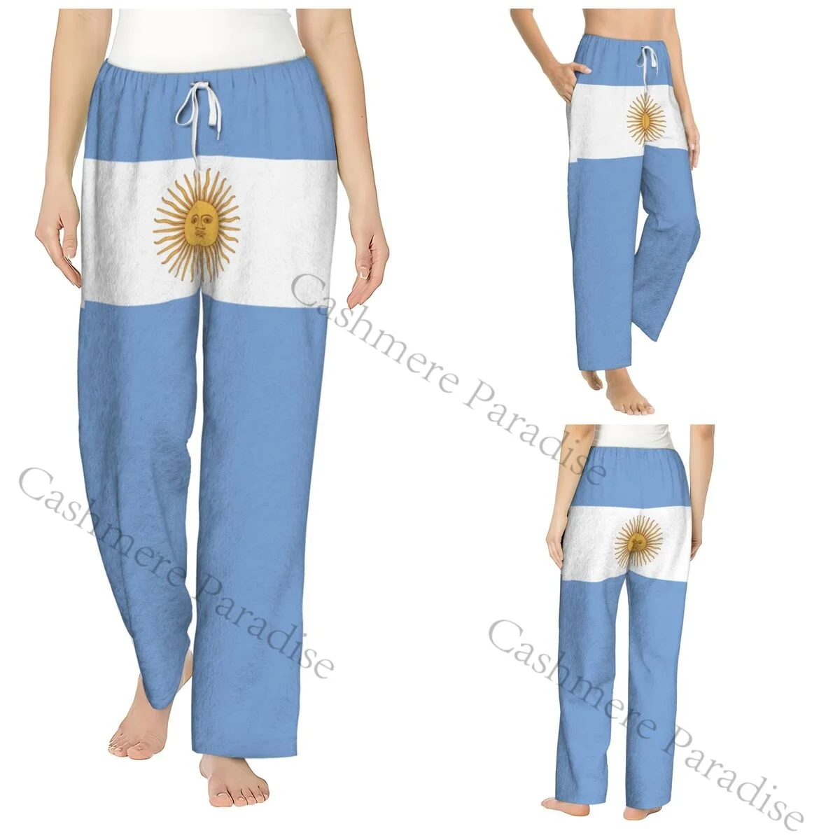 

Argentina Flag Cozy Flannel Pajama Pants for Women Sleep Bottoms Home Loungewear