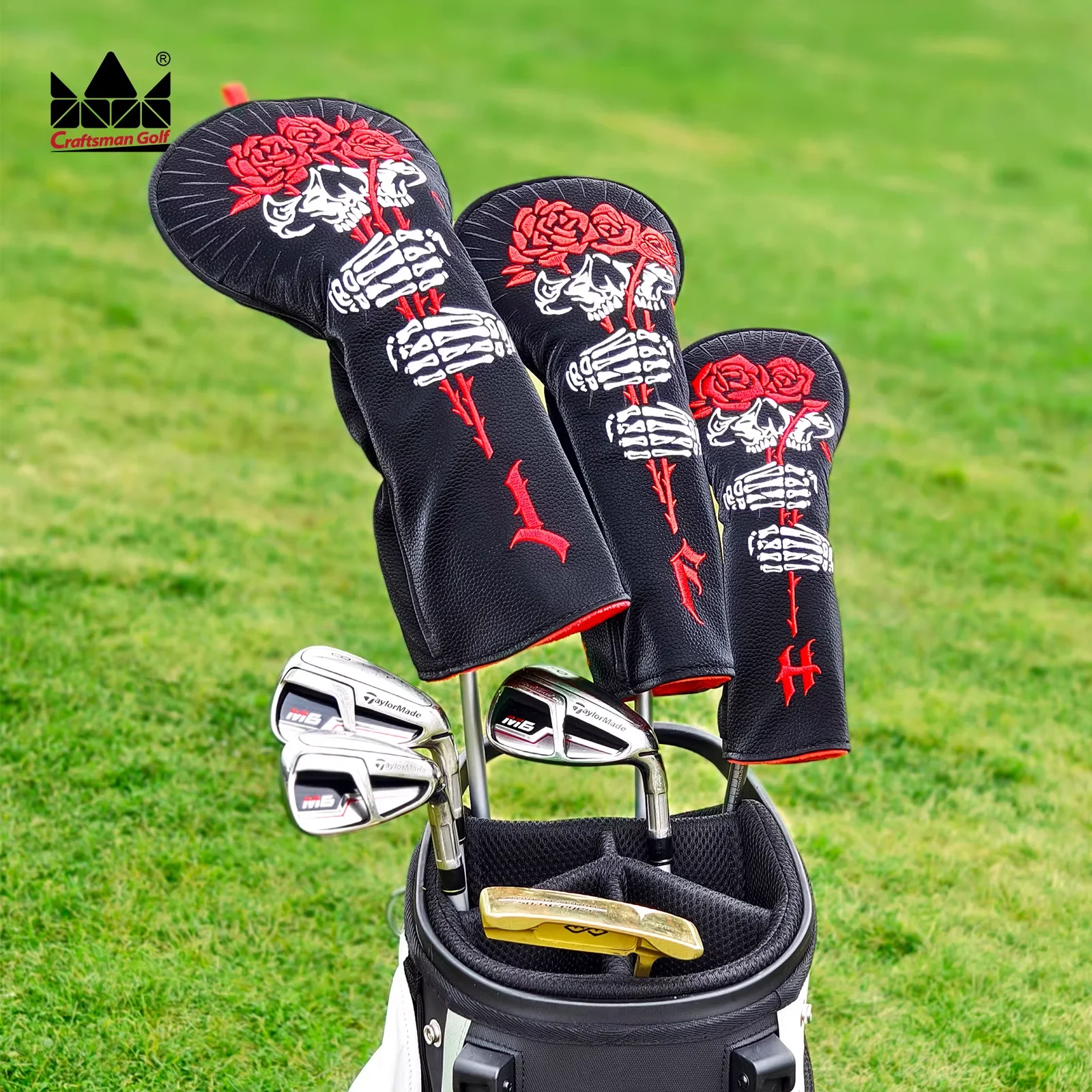

Головной убор для гольфа, череп водителя, розовый стиль, чехол для клюшки, прочный гибридный водонепроницаемый чехол для гольфа из искусственной кожи премиум-класса, гибридный водонепроницаемый подарок для гольфа