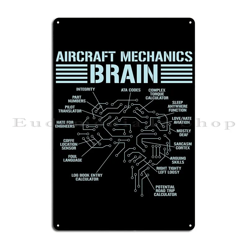 Aircraft Mechanic Metal Sign Kitchen Wall Decor Rusty Custom Garage Tin Sign Poster