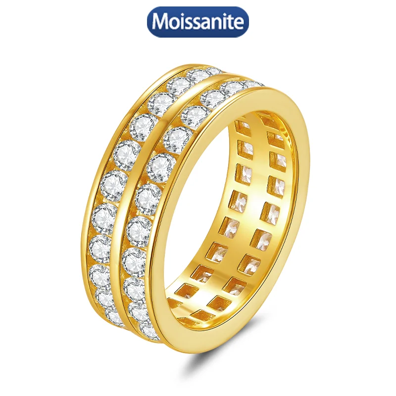 

S925 Silver Moissanite Cuban Ring 3ct HipHop Style Jewelry Personalized customization Valentine's Day Gift ﻿