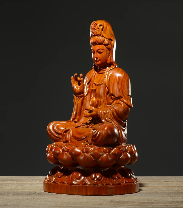 20CM TALL -Special Offer--HOME family # Handmade RED pear wood carving Guanyin PUSA GOOD Buddha statue