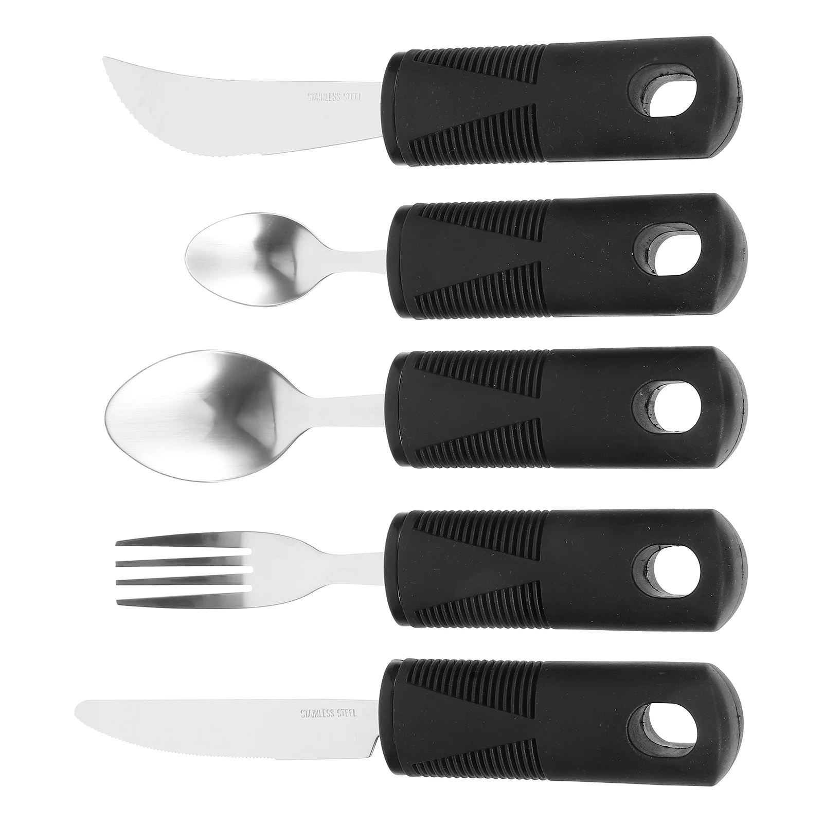 

3/4/5pcs Anti-Shake Tableware Elderly Auxiliary Spoon Utensil Fork Elderly Patient Arthritis Disabled Food Eating Aid Cutlery