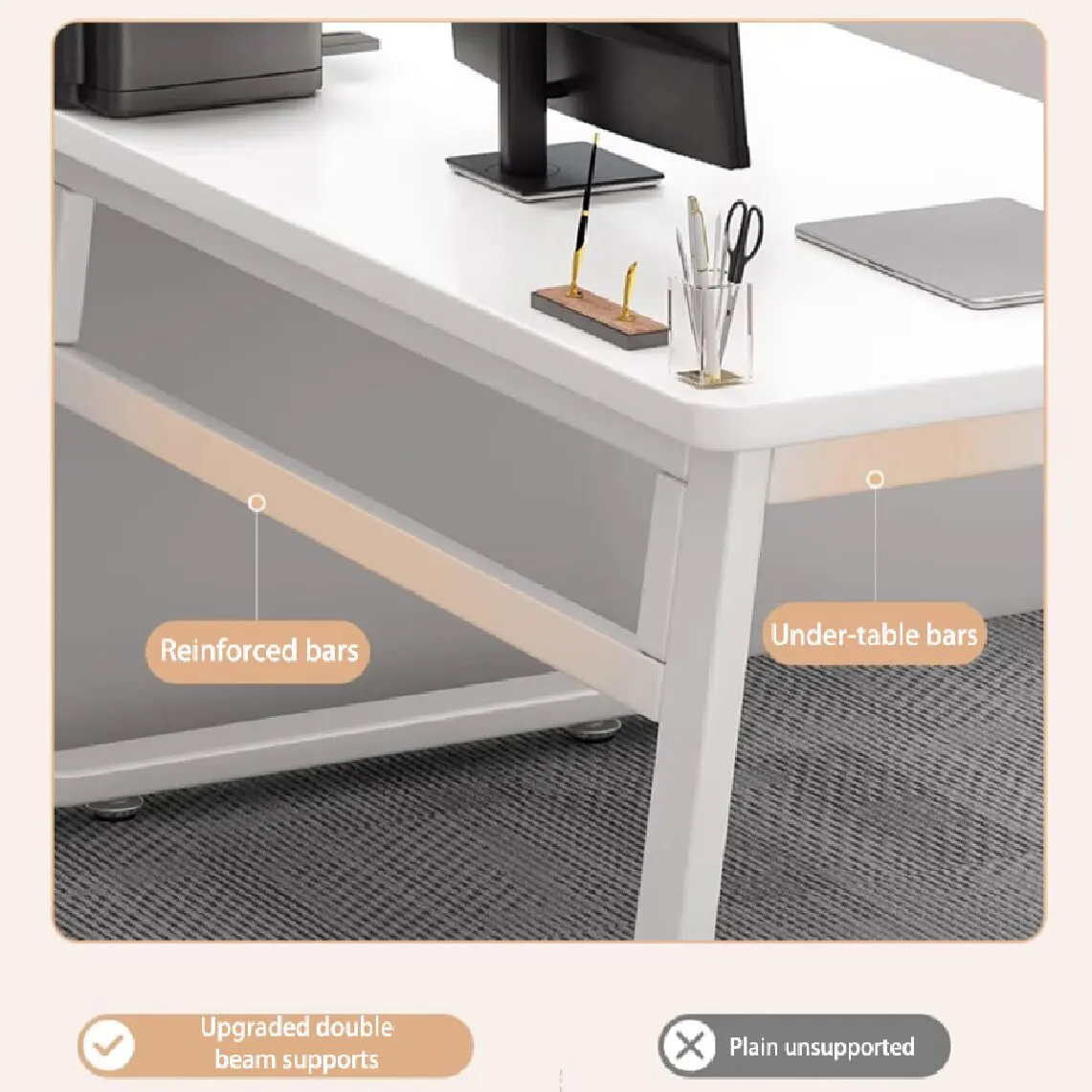 Computer Desk Modern Simple Style Desk for Home Office, White Small Writing Table Study Corner Work Desk for Bedroom