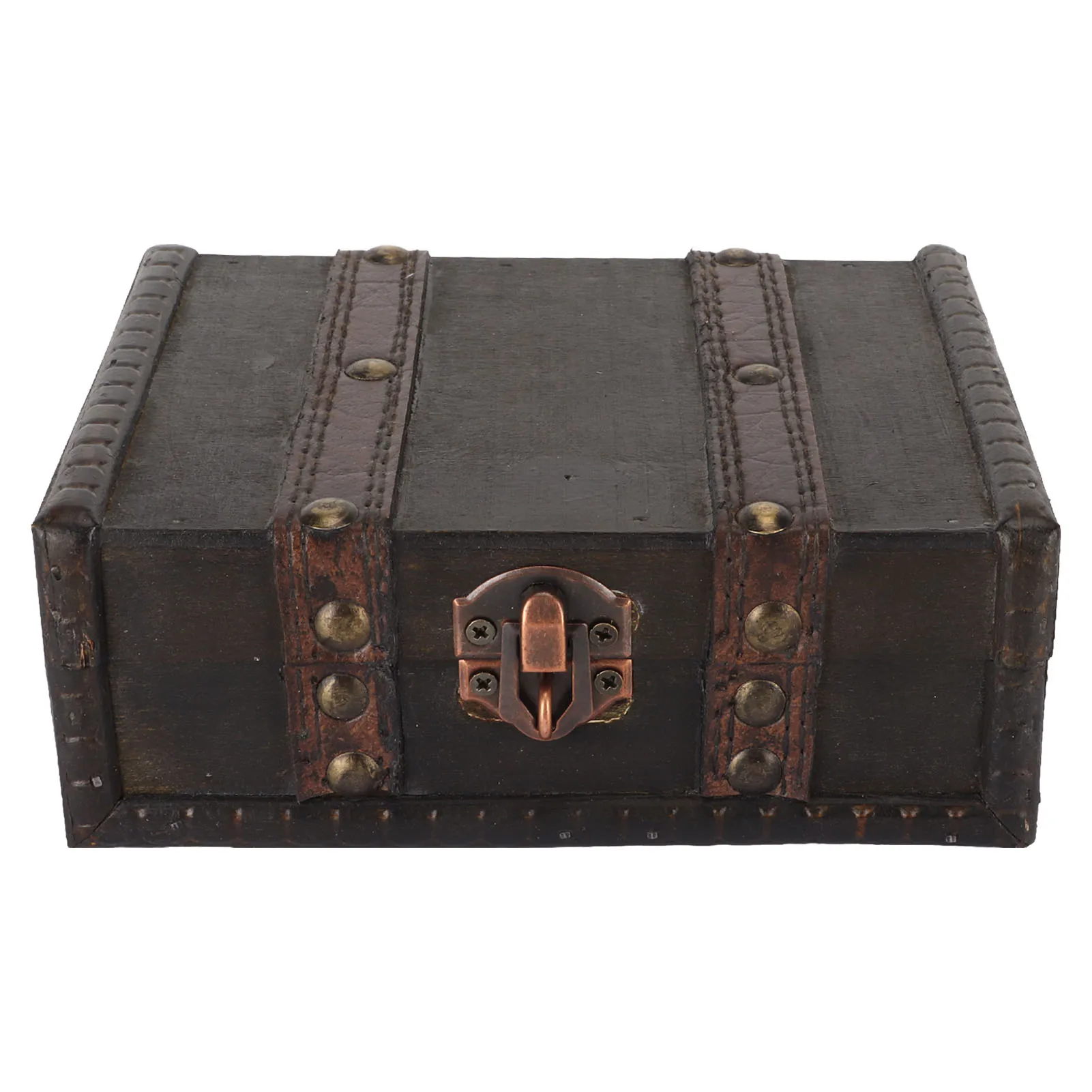 Cofre del Tesoro de madera decorativo, caja de almacenamiento de joyas Vintage, adorno de escritorio para el hogar, dormitorio, sala de estar