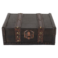 Decorative Wooden Treasure Chest Small Vintage Trinket  Jewelry Storage Box Case Desktop Ornament for Home Bedroom Living Room