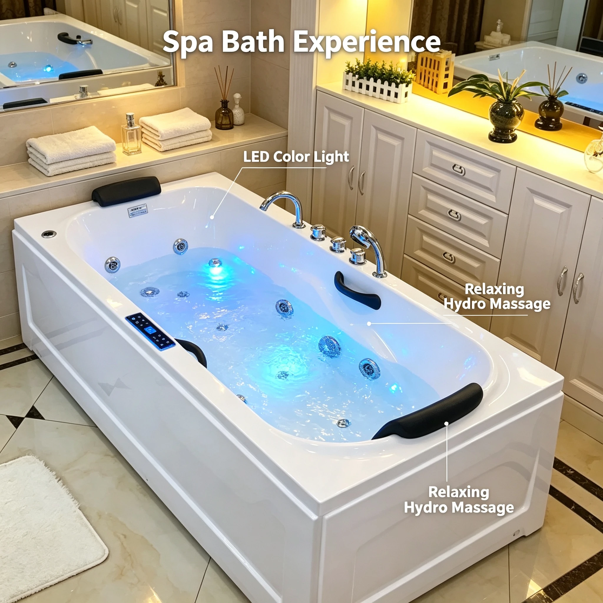 Deluxe Independent Acrylic European Small Apartment Household Adult Small Bathtub Surfing Massage Constant Temperature Heating