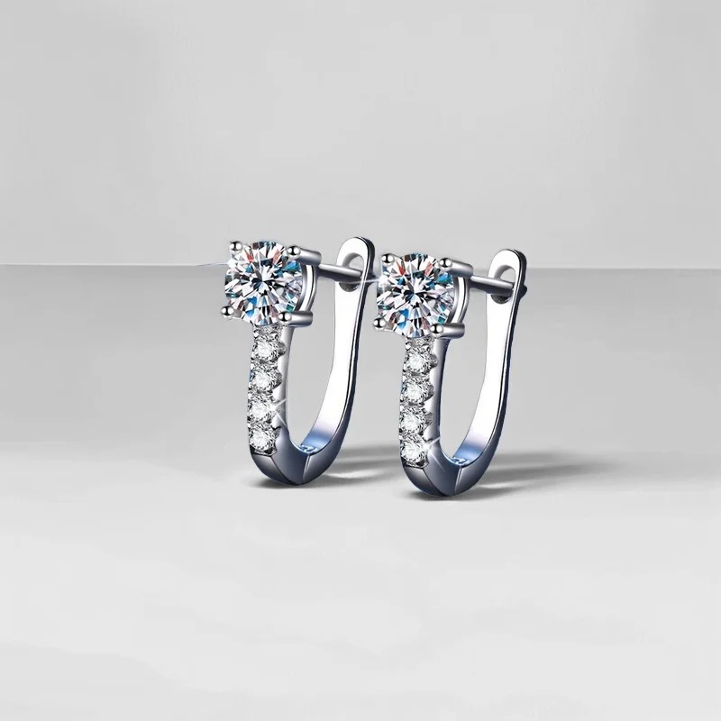 

Серебряные серьги U-образной формы с сертификатом, цвет D, 1 карат, классические, модные, для женщин, для вечеринок, подарки, основа для обручального кольца