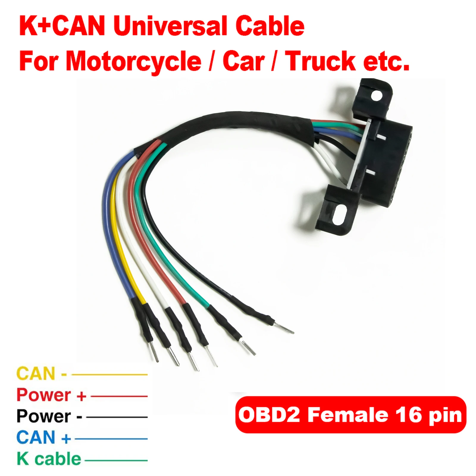 

Универсальный гнездовой разъем CAN K OBD2, 6-контактный на 16-контактный соединительный кабель, автомобильный диагностический адаптер, открывающийся кабель OBDII, гнездовой интерфейс